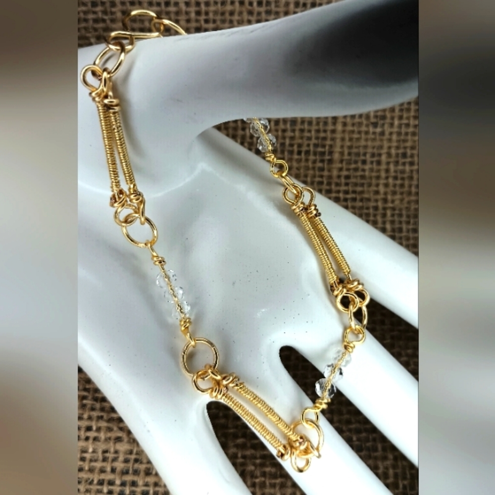 Handmade copper wire Bracelet with Crystal Beads